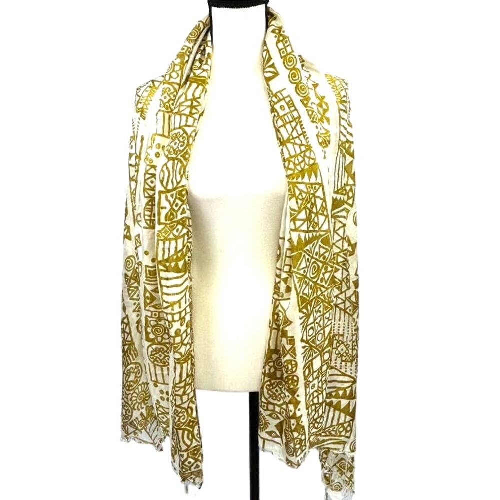 NWT Trades of Hope 100% Silk Tribal Pattern Long Scarf - Picture 4 of 7